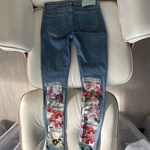 Off-White skinny jeans, flowers